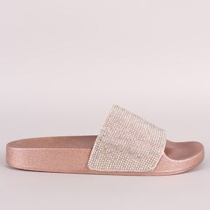 Rhinestone Open Toe Slide Sandal